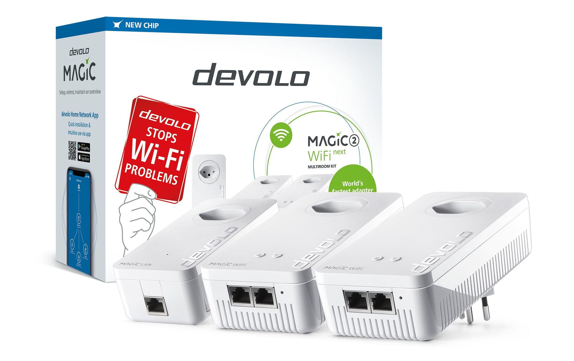 Devolo Powerline Magic 2 WiFi next Mesh-Set (3er) – Wi-Fi 5, Dual-Band, bis 2,4 Gbit/s