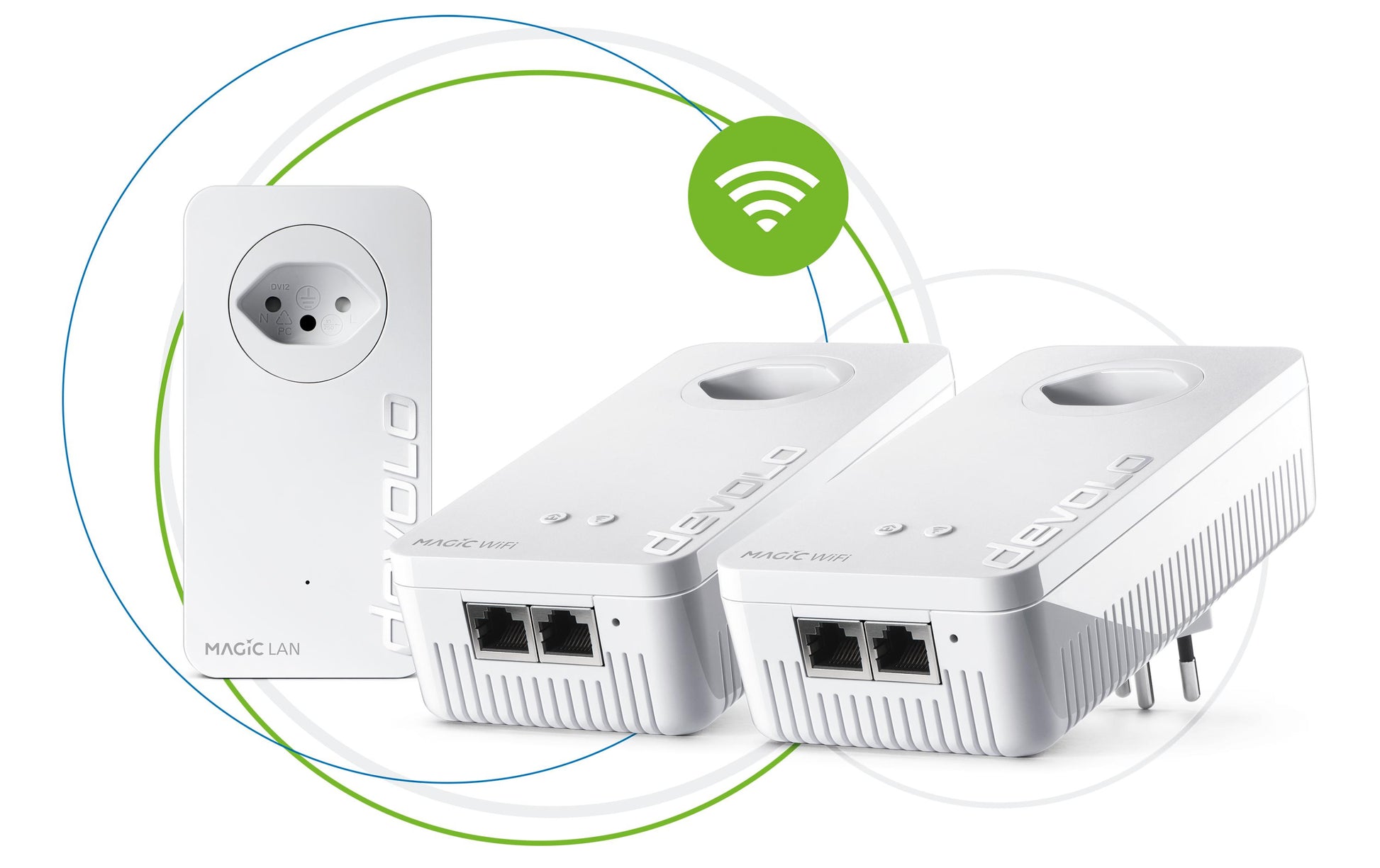 Devolo Powerline Magic 2 WiFi next Mesh-Set (3er) – Wi-Fi 5, Dual-Band, bis 2,4 Gbit/s