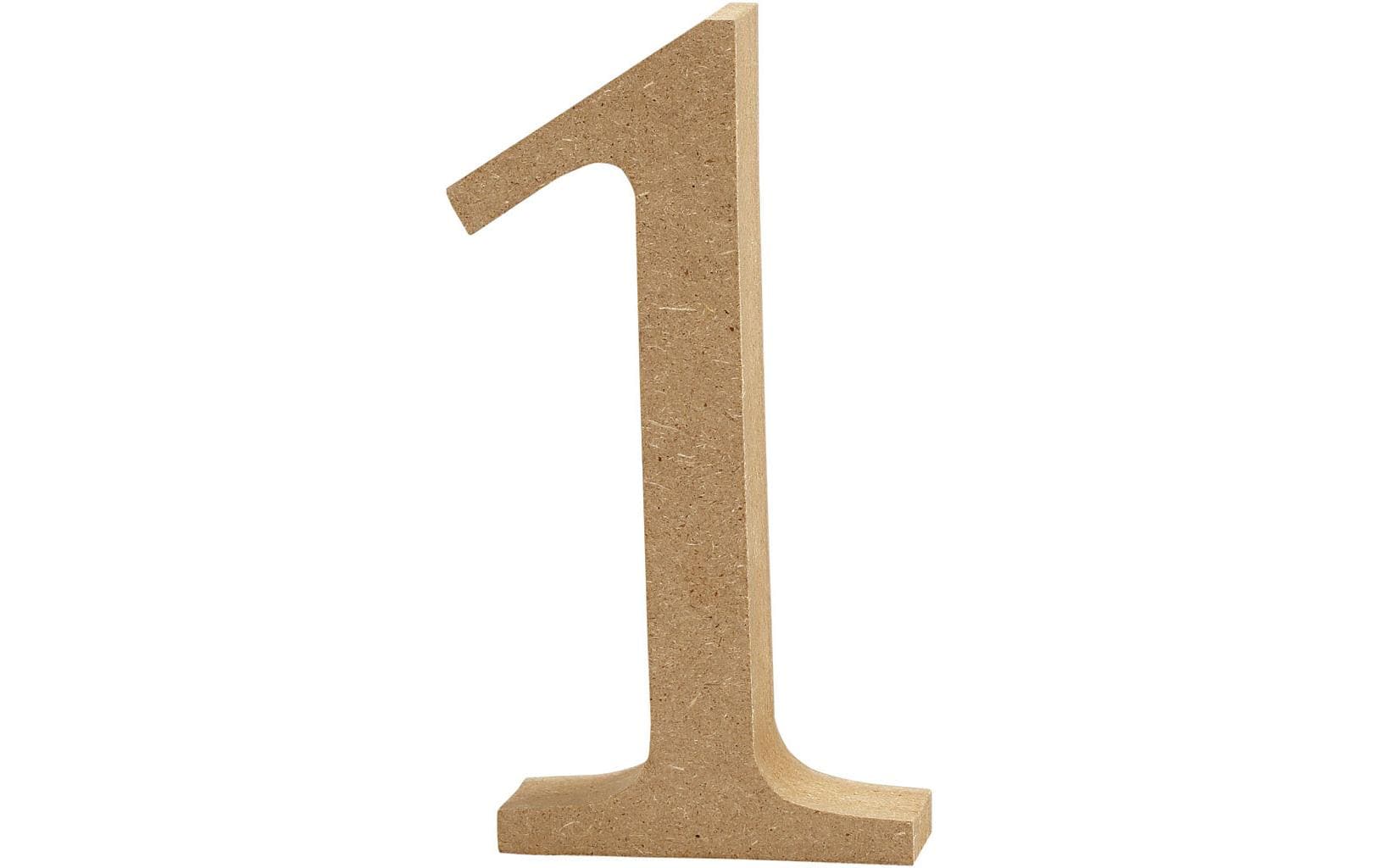 Creativ Company Holzzahl, Mischholz/MDF, Hellbraun, 13 × 13 × 2 cm, 1 Stück, Zahl 01