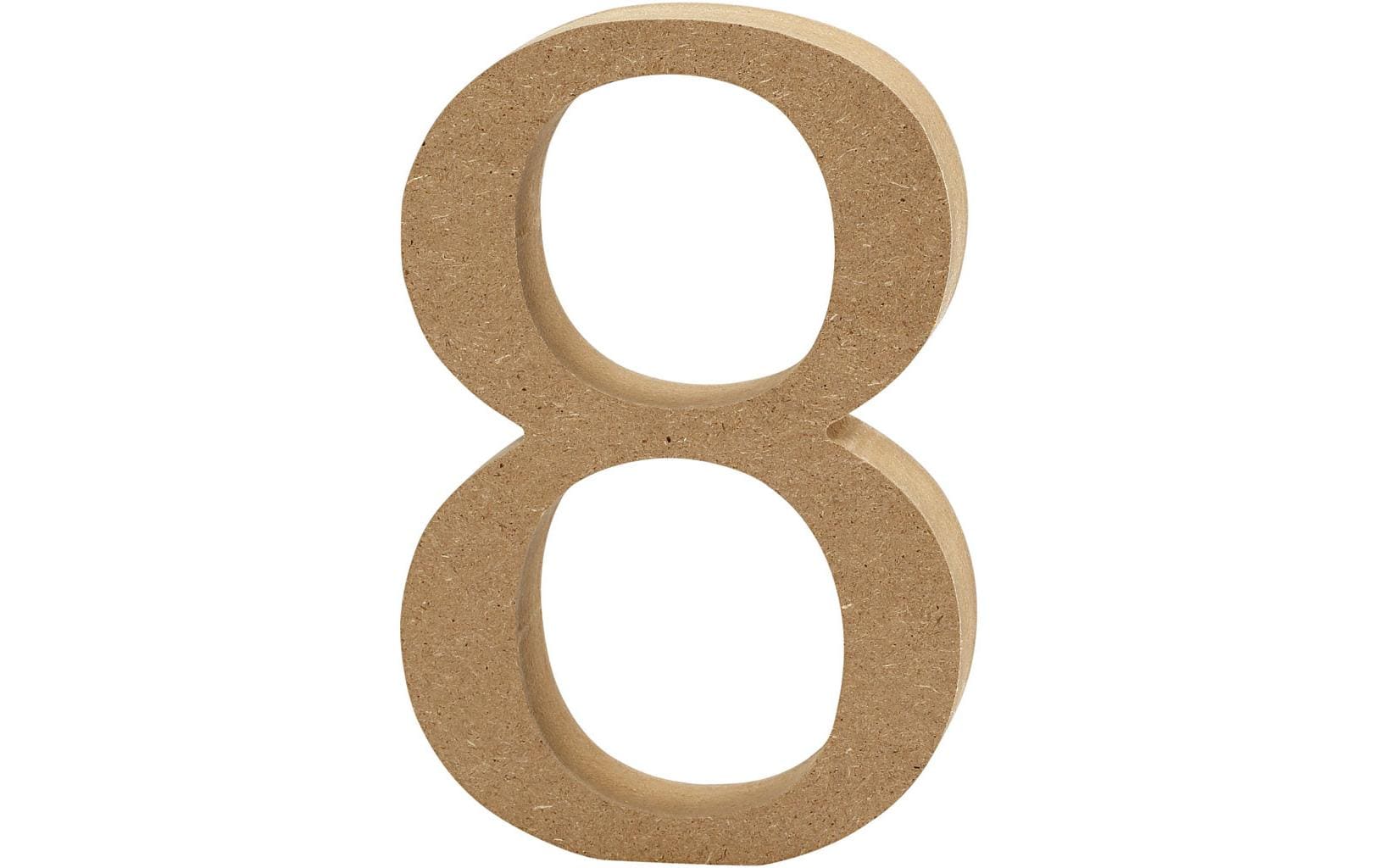 Creativ Company Holzrohling, Mischholz/MDF, hellbraun, 2 × 13 cm, 1 Stück, Zahl 8