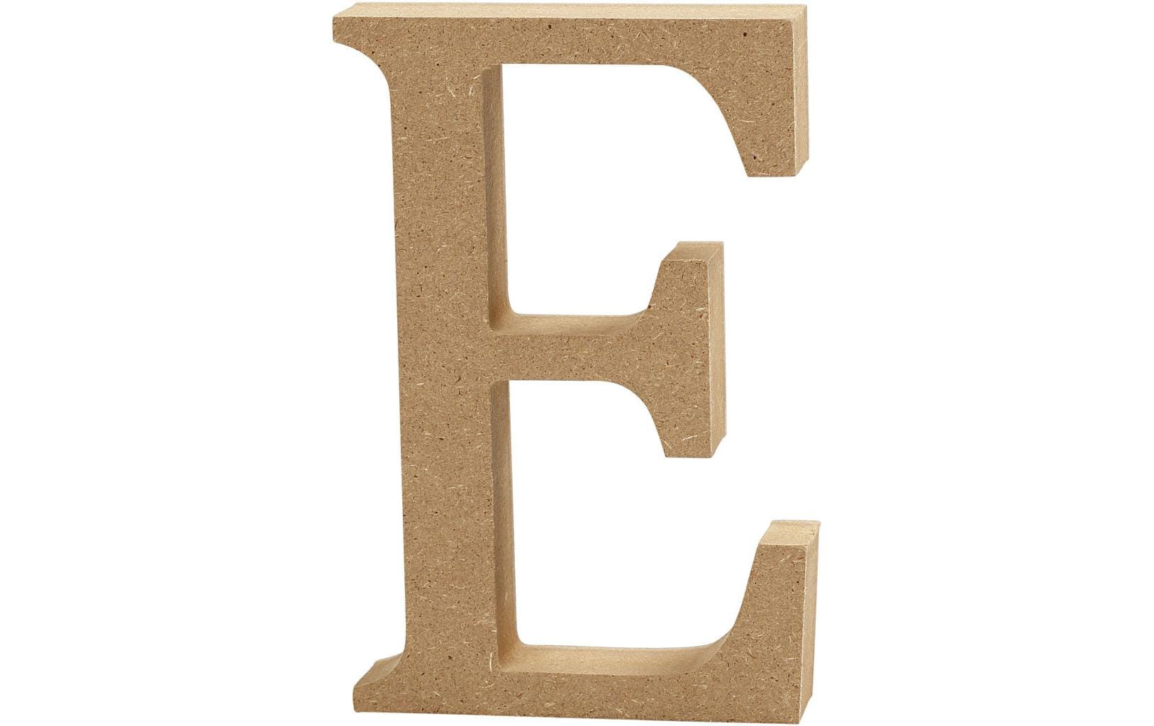 Creativ Company Holzbuchstabe, Mischholz/MDF, Hellbraun, 13 × 2 cm, 1 Stk., Form E