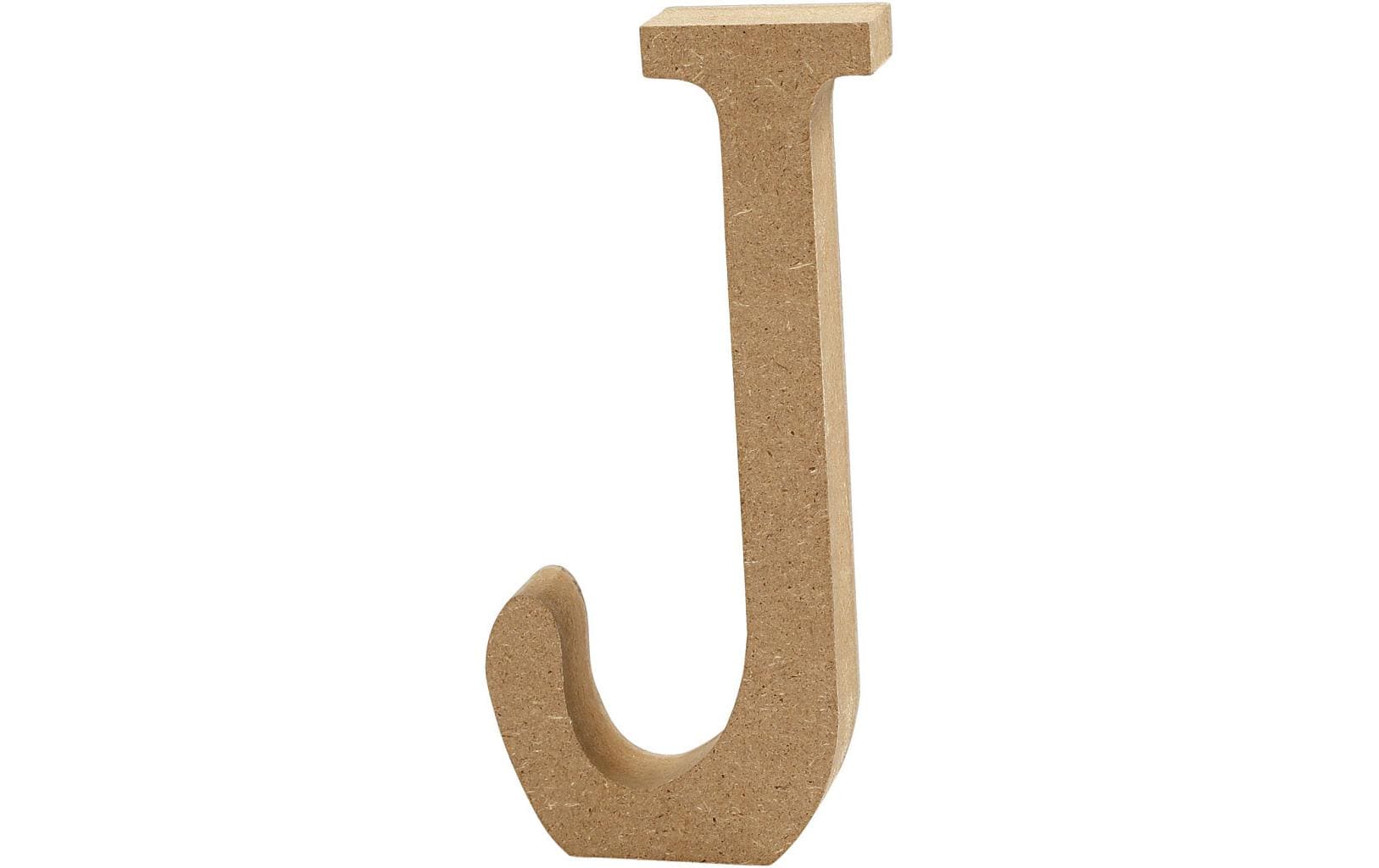 Creativ Company Deko-Buchstabe – J, 2 × 13 × 2 cm – Holz, natur