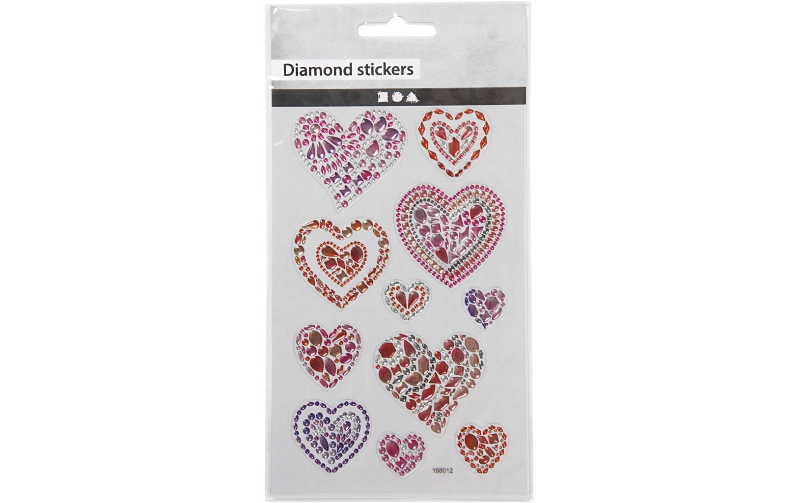 Creativ Company Strasssteine-Sticker – 15 × 16,5 cm, Herz, Mehrfarbig – 1 Bogen