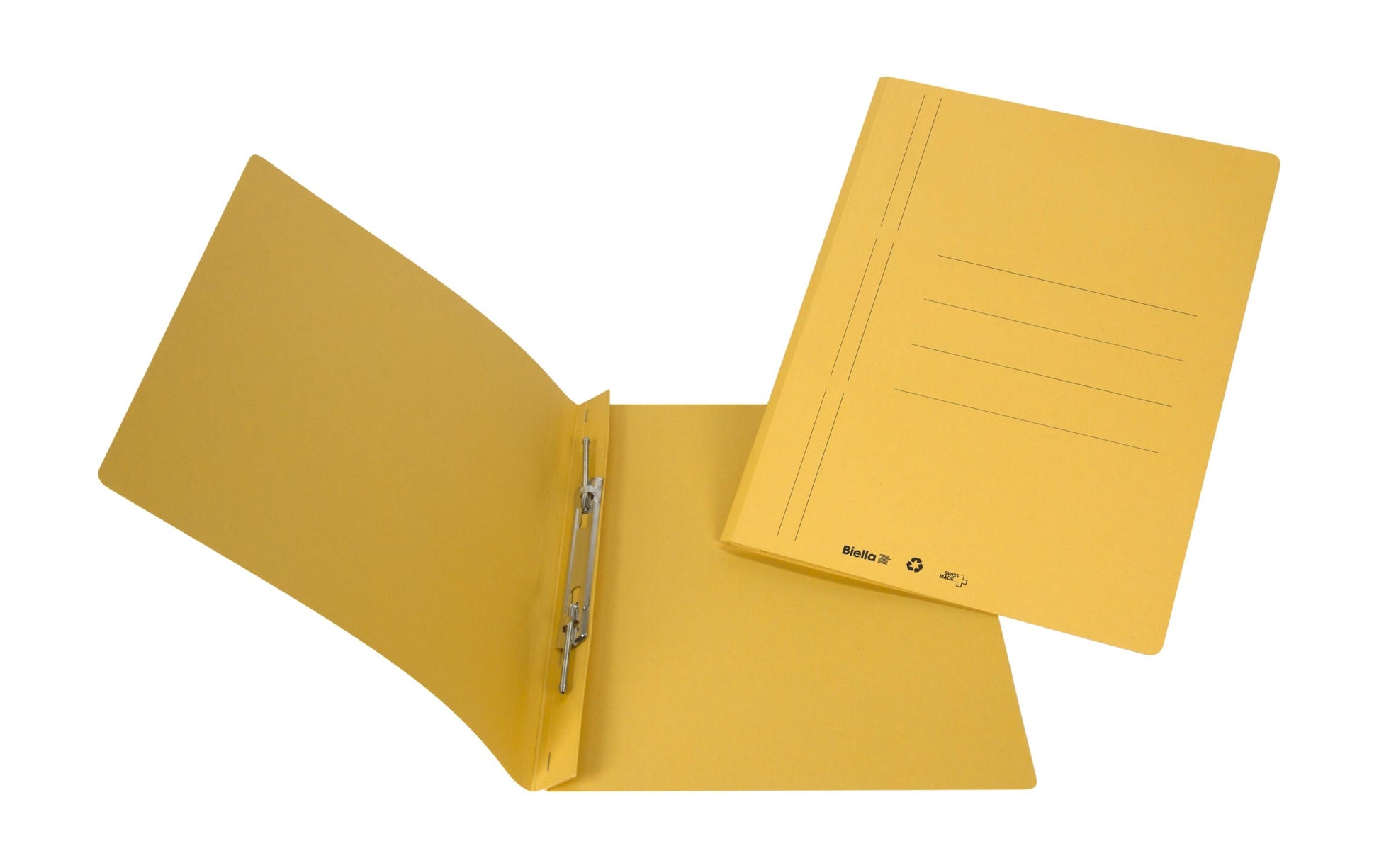 Biella Schnellhefter – A4, Karton, Gelb, 2 Spiralfedern, Beschriftungslinien, 320 g/m²