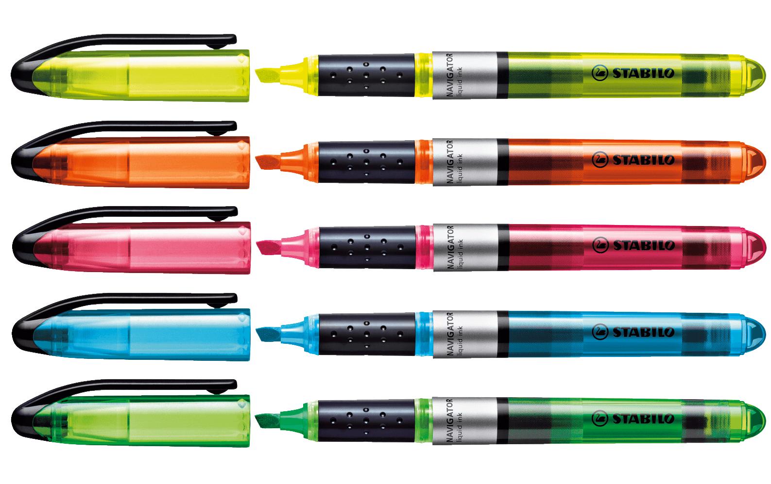 STABILO Navigator Textmarker – 10er Set, Farben: Gelb, Keilspitze 2–5 mm