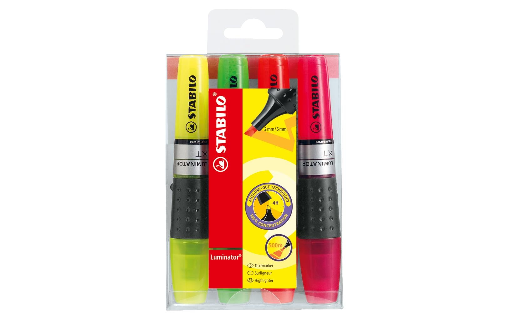 STABILO Luminator Textmarker Set 4 Farben – Keilspitze, 2–5 mm