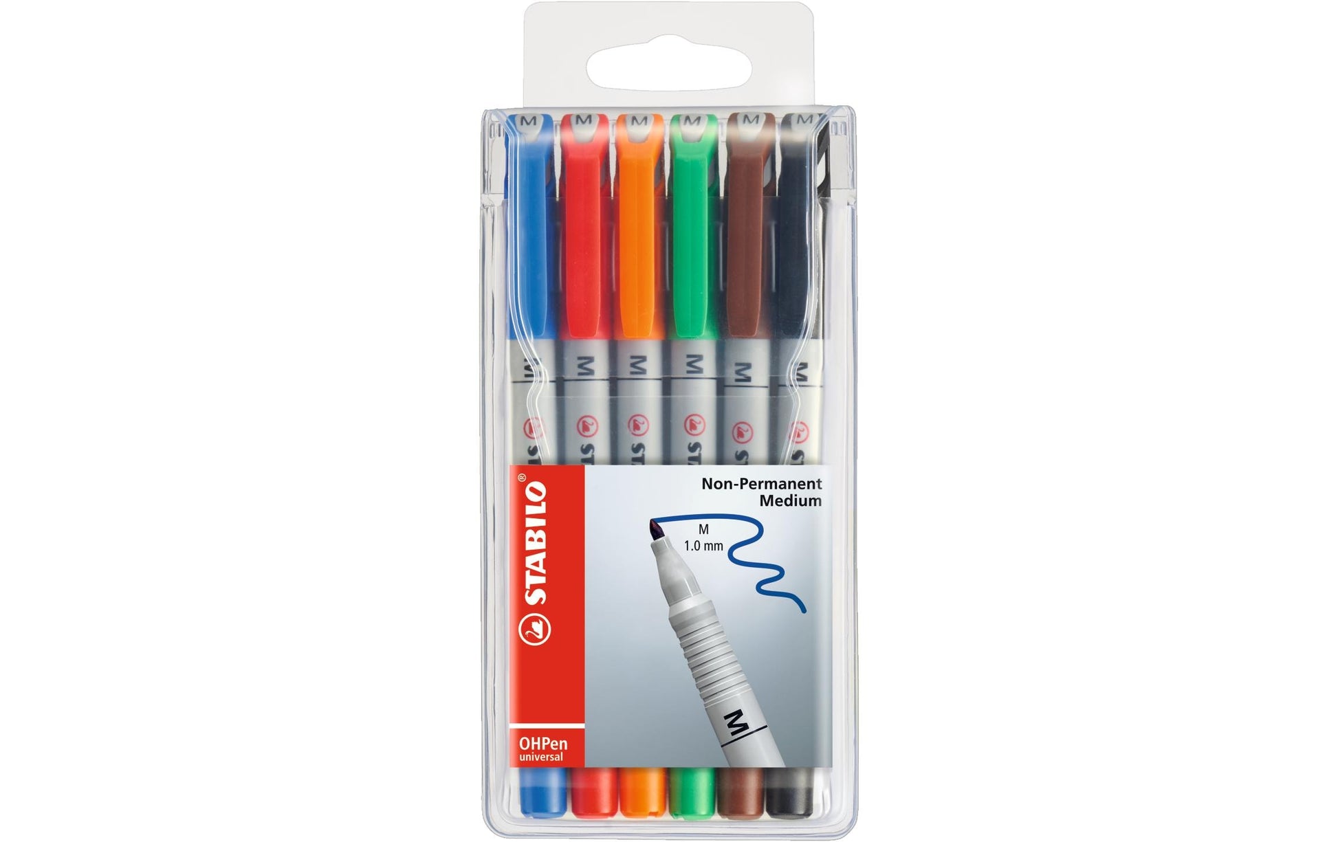 STABILO Non-Permanent Marker OHPen – mittel 1 mm – sortiert – 6er-Set – trocken abwischbar
