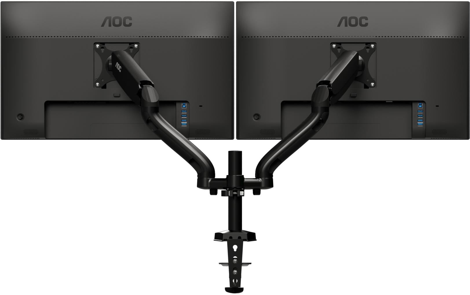 AOC AD110D0 – Tischhalterung, Dual, Tischklemme/Tischdurchführung, bis 27", VESA 100 × 100 mm, 9 kg, Schwarz
