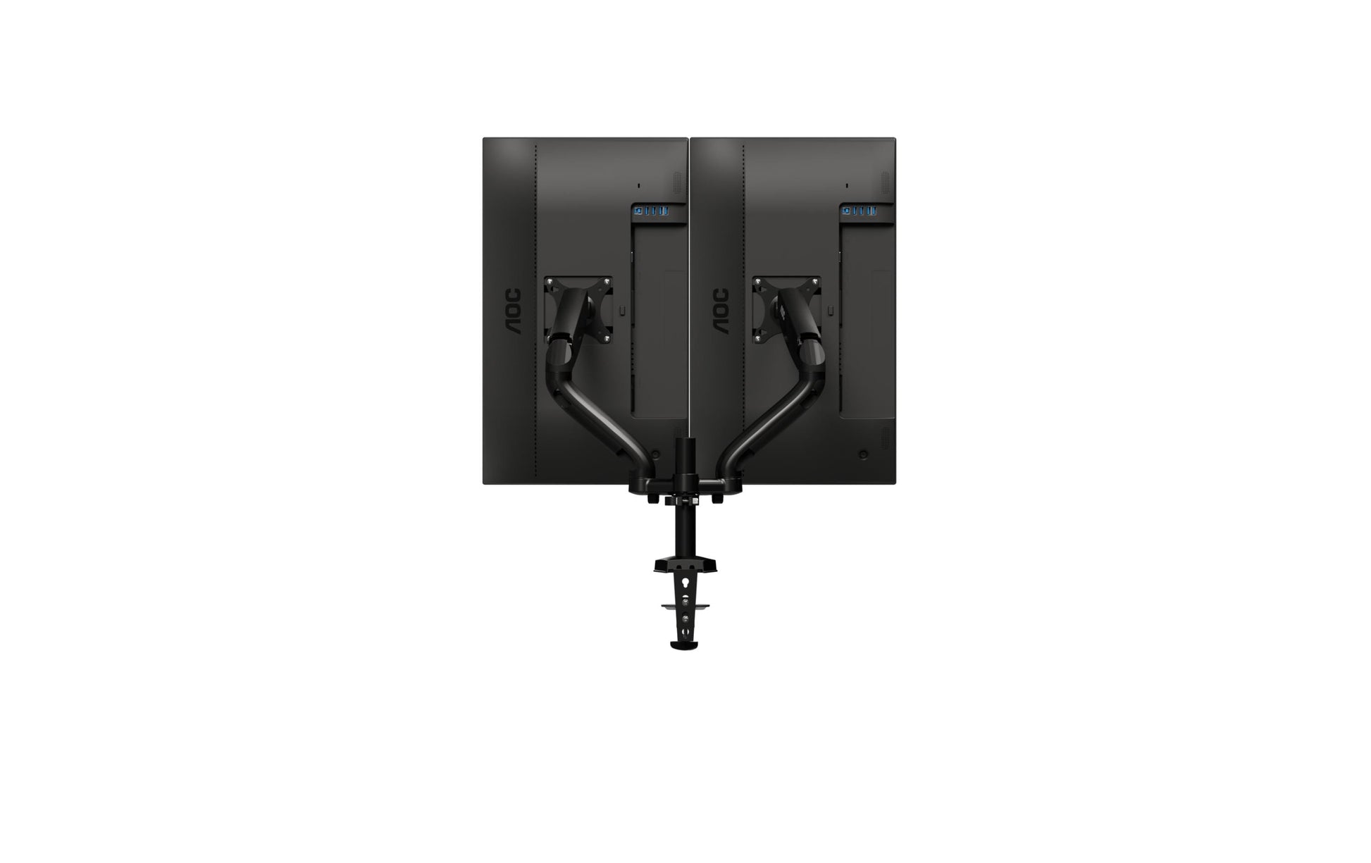 AOC AD110D0 – Tischhalterung, Dual, Tischklemme/Tischdurchführung, bis 27", VESA 100 × 100 mm, 9 kg, Schwarz