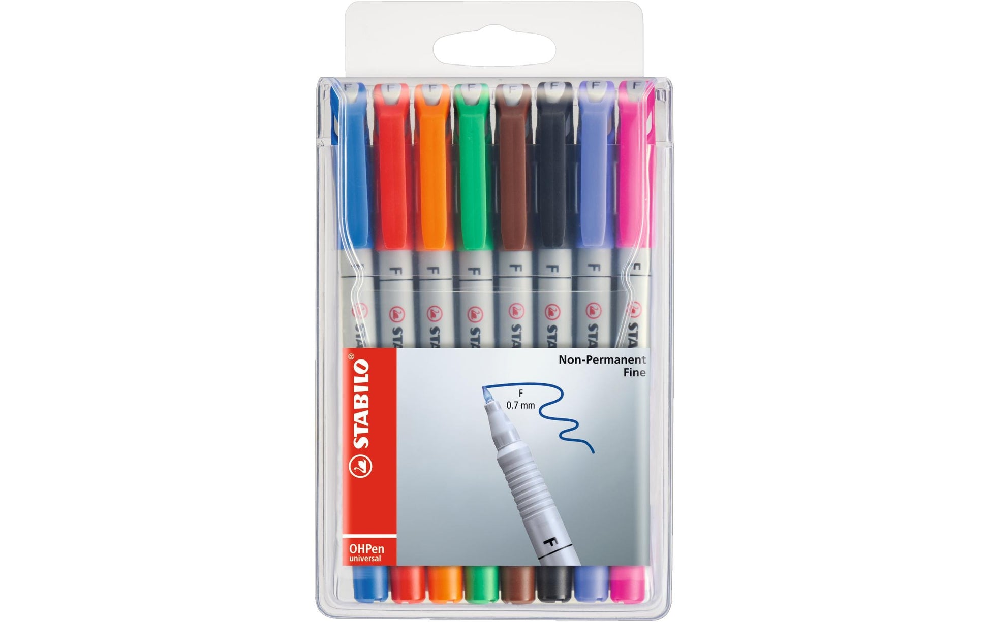 STABILO Non-Permanent-Marker – fein 0,7 mm – sortiert – 8er-Set – feucht abwischbar