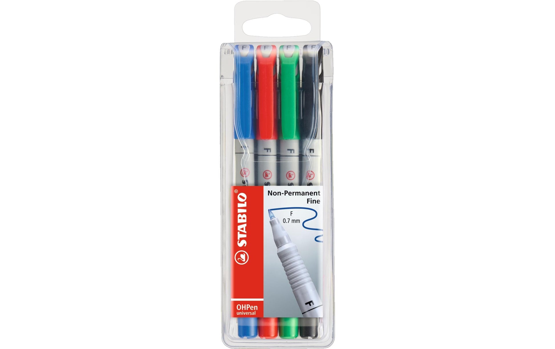 STABILO Non-Permanent-Marker OHPen universal – fein 0,7 mm – sortiert – 4er-Set – trocken abwischbar
