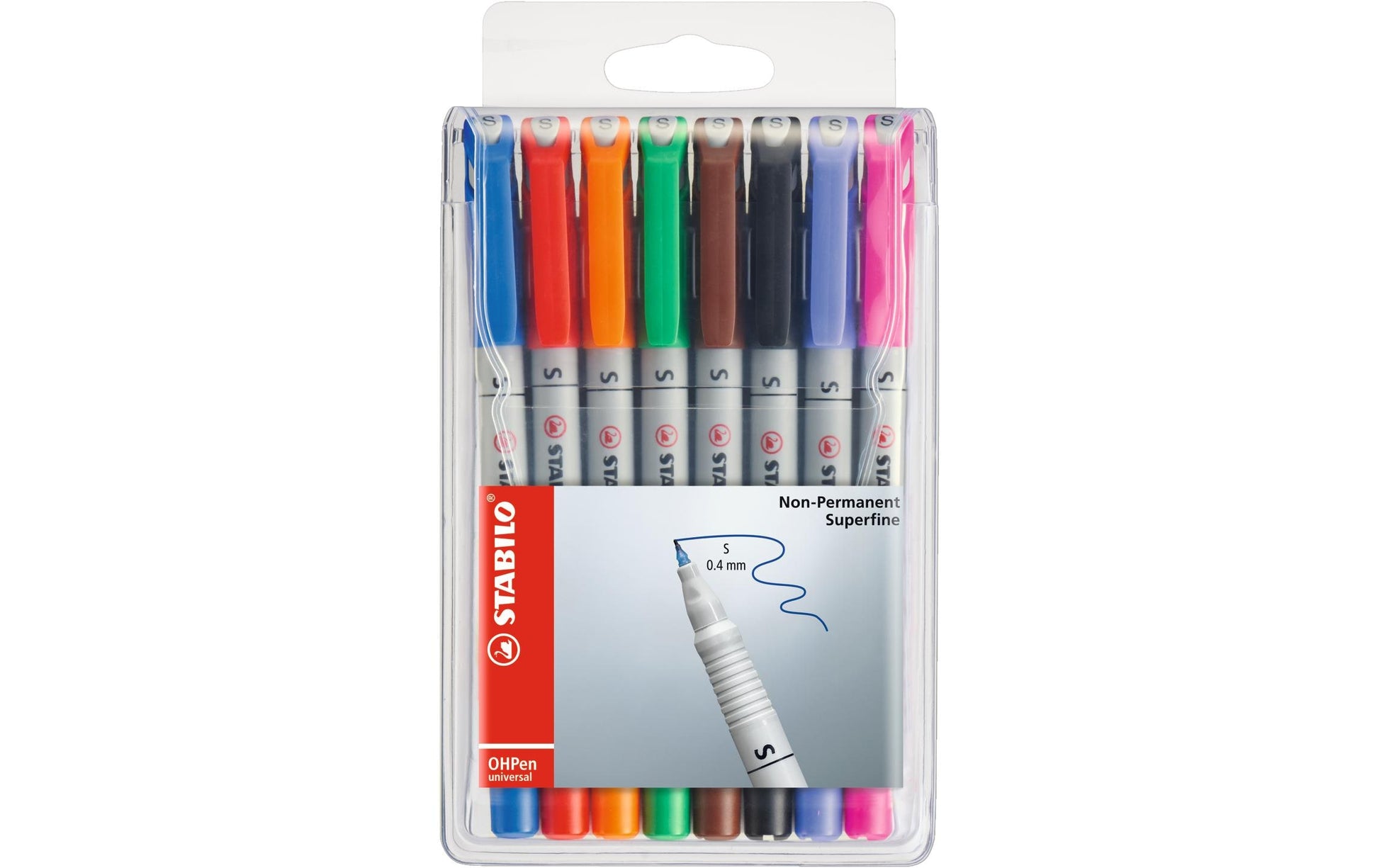 STABILO Non-Permanent-Marker OHPen – superfein 0,4 mm – sortiert – 8er-Set – feucht abwischbar