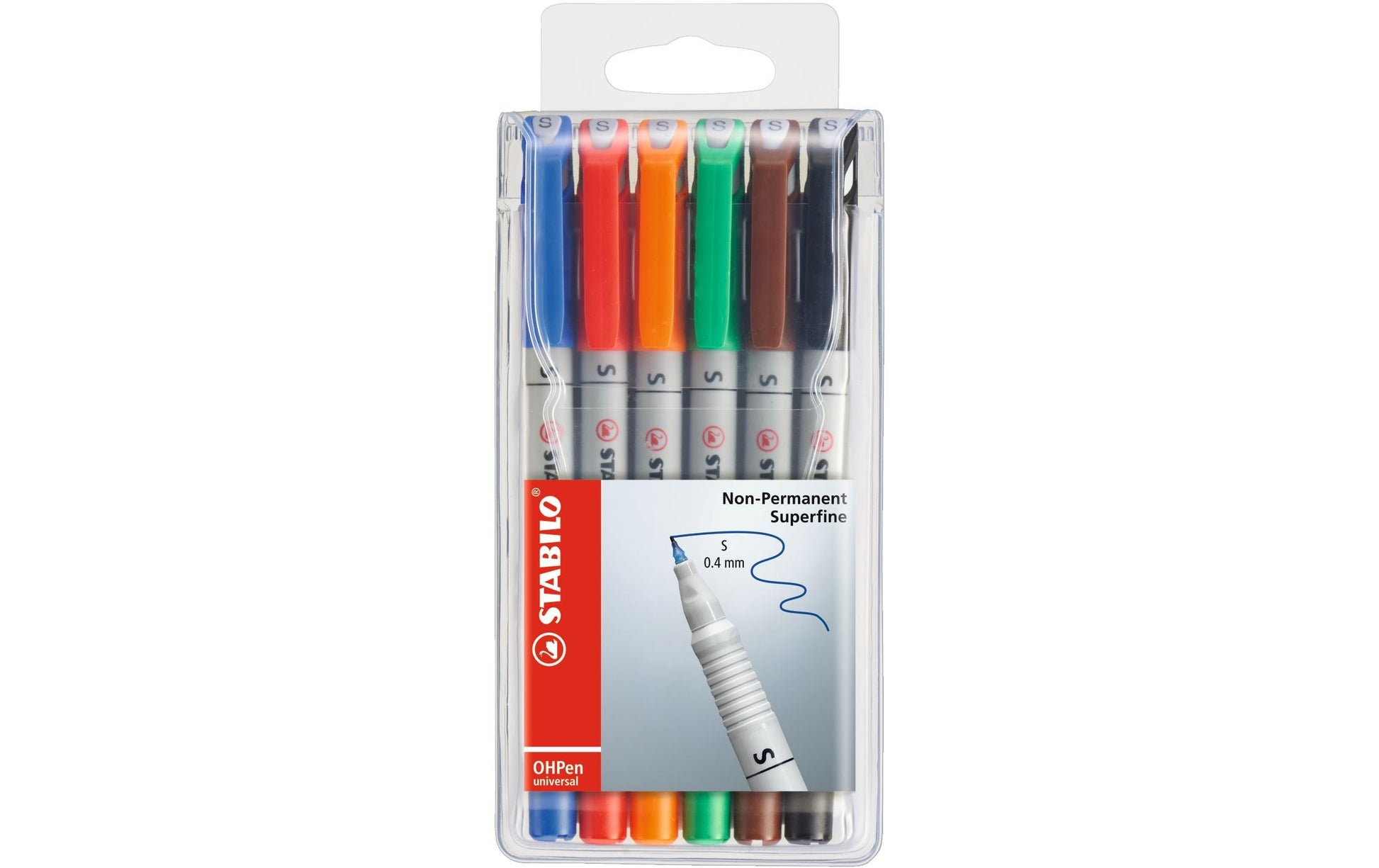 STABILO Non-Permanent-Marker – superfein 0,4 mm – sortiert – 6er-Set – feucht abwischbar