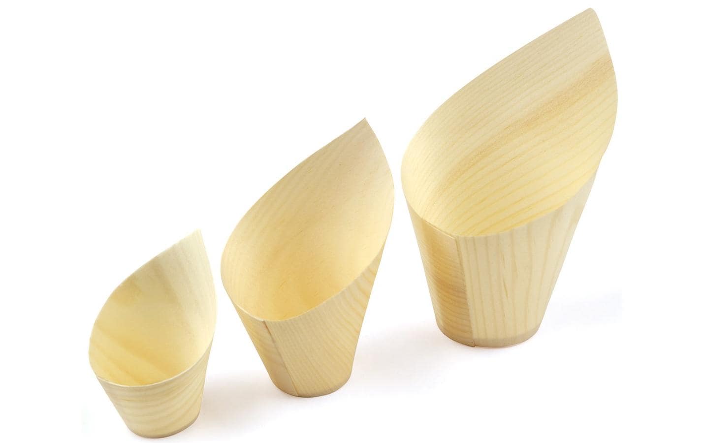 Sier Disposables Schale/Schüssel, Holz – 110 ml Ø 3,6 cm, beige – FSC – 40 Stk.