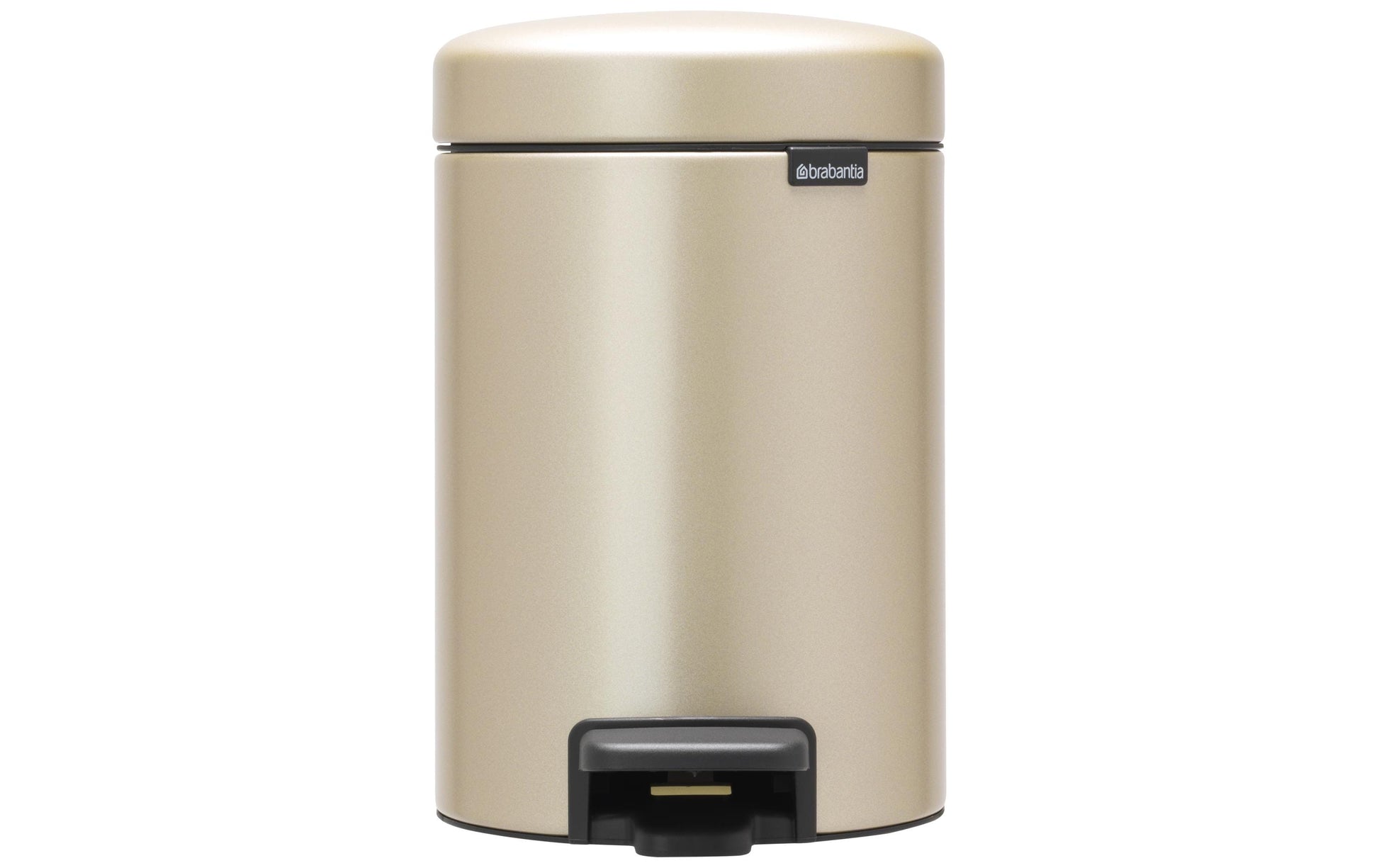 Brabantia NewIcon Treteimer – 3 l – Edelstahl, rund – Champagner – Soft-Close