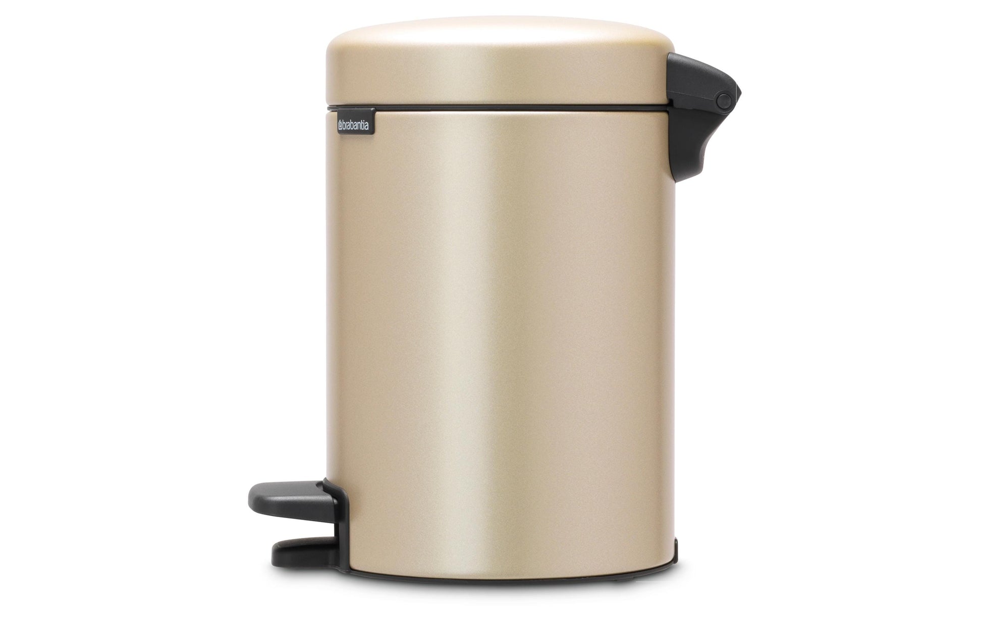 Brabantia NewIcon Treteimer – 3 l – Edelstahl, rund – Champagner – Soft-Close