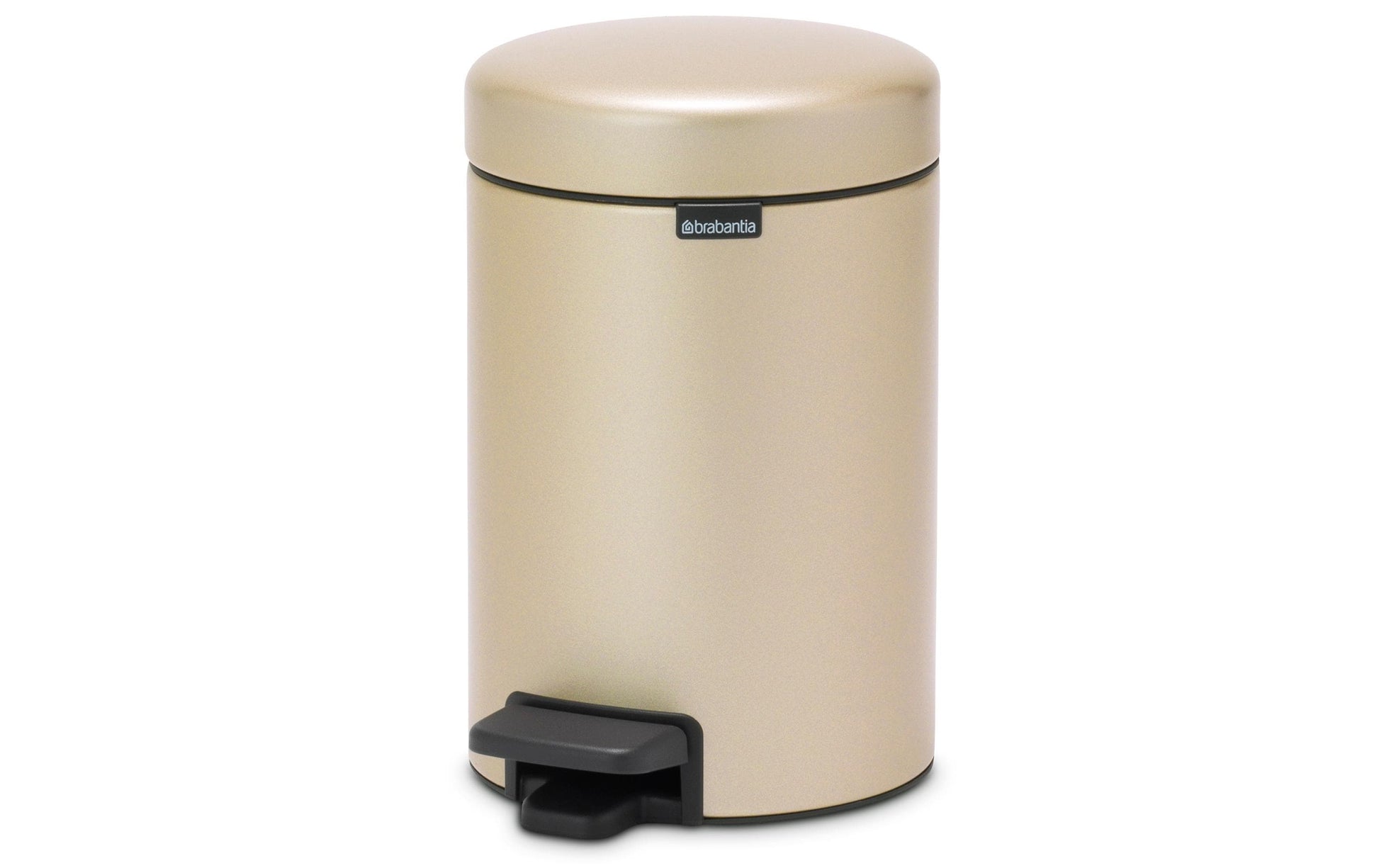 Brabantia NewIcon Treteimer – 3 l – Edelstahl, rund – Champagner – Soft-Close