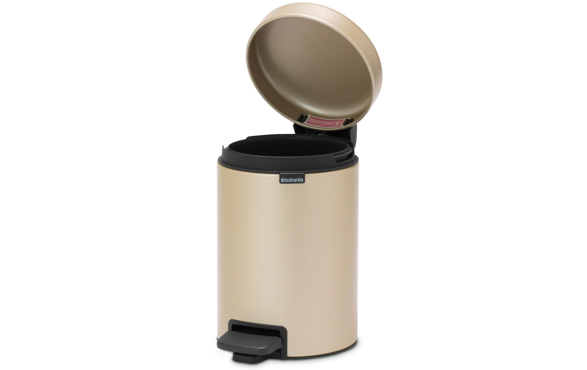 Brabantia NewIcon Treteimer – 3 l – Edelstahl, rund – Champagner – Soft-Close