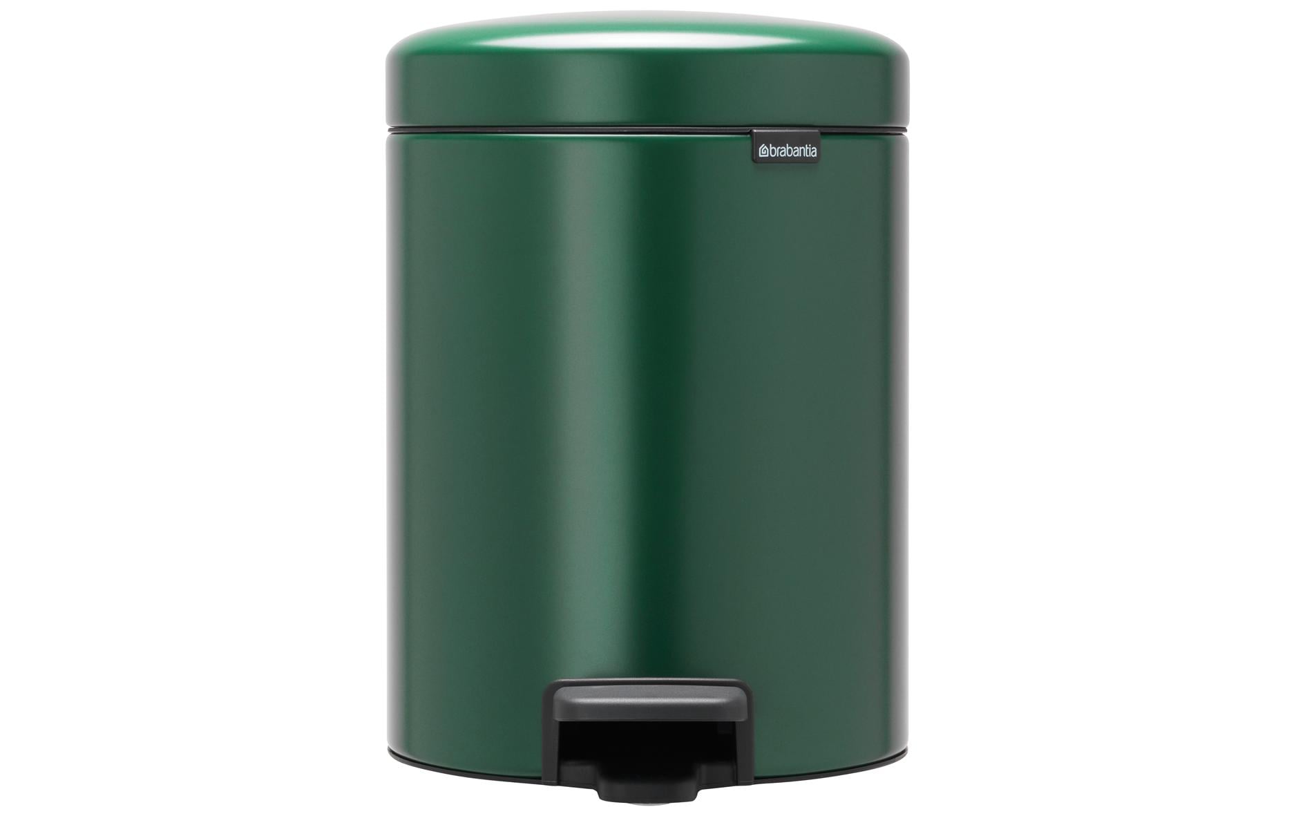 Brabantia Treteimer – 5 l – Edelstahl, rund – Grün – Soft-Close
