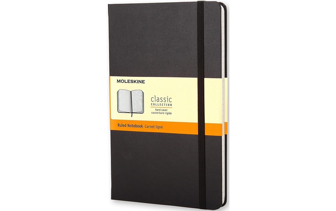 Moleskine Notizbuch, A5, liniert, Fadenheftung, Hardcover, 240 Seiten, 70 g/m² – schwarz