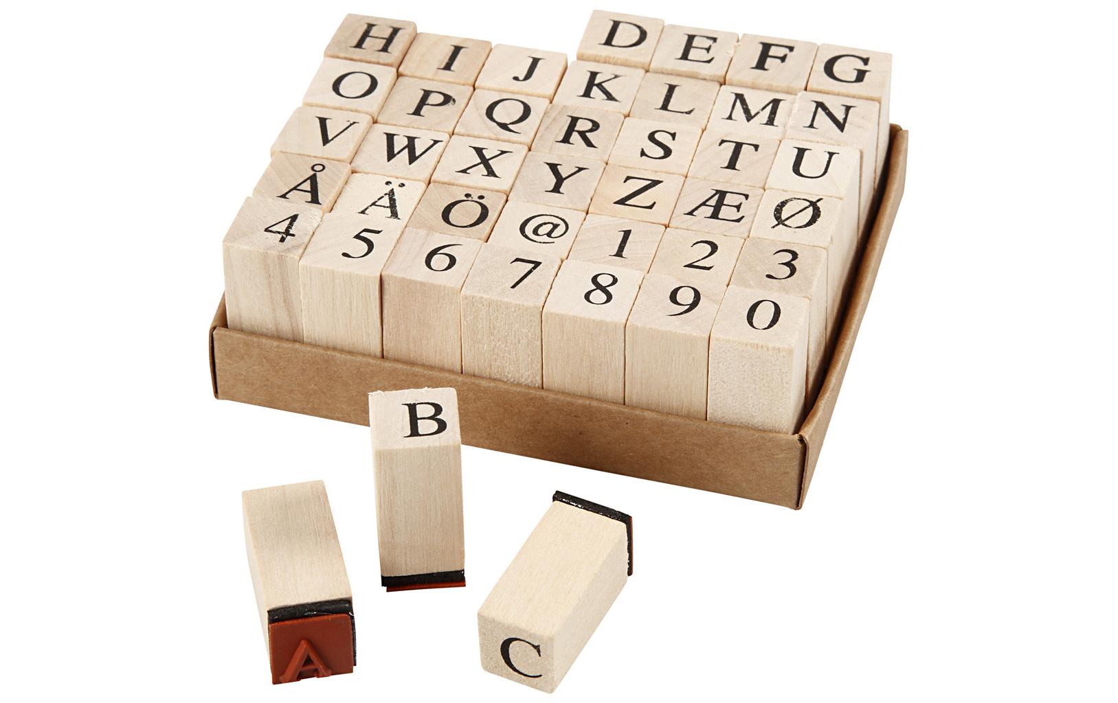 Creativ Company Stempel-Set – Buchstaben – 42 Stempel – Holz