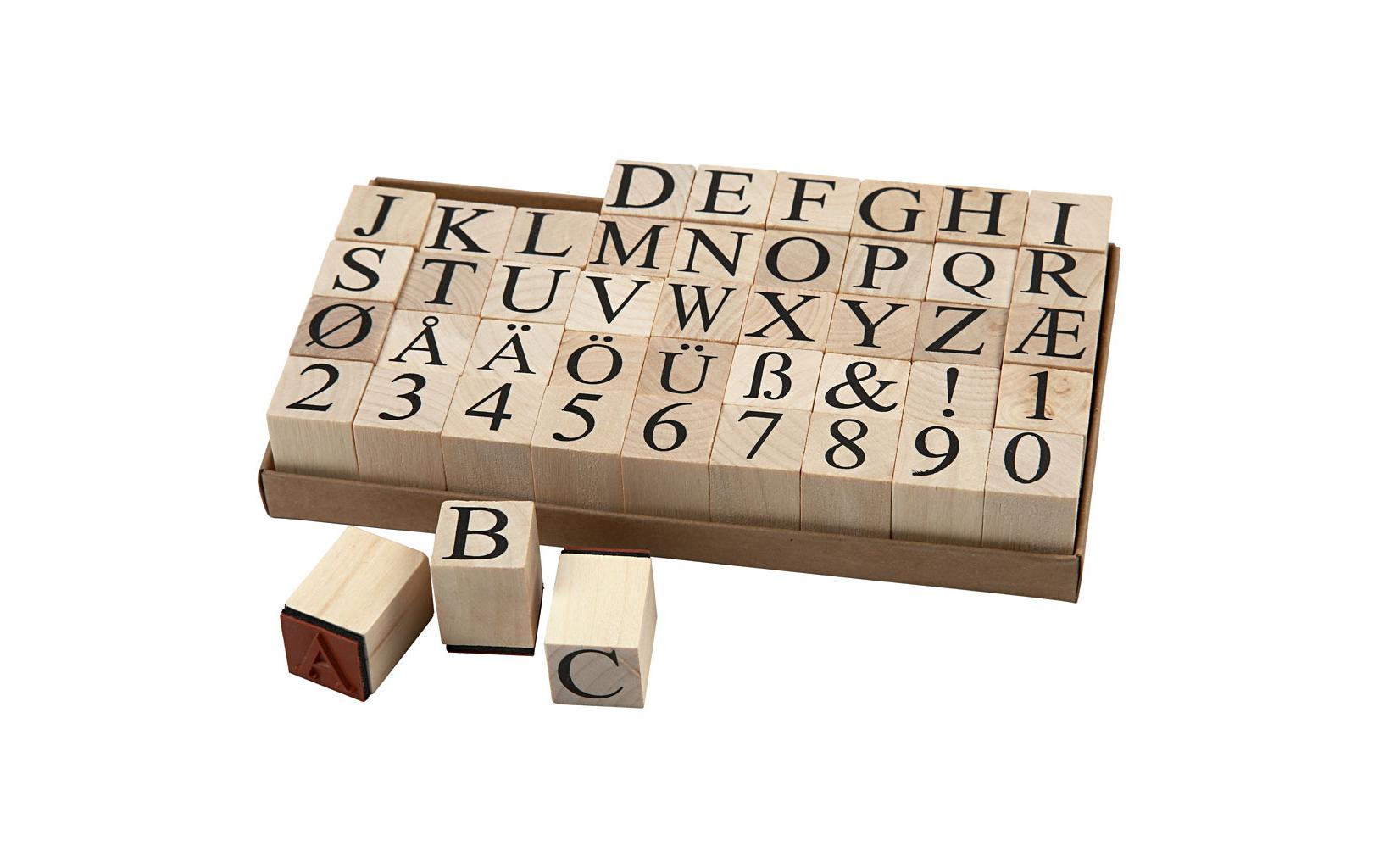 Creativ Company Stempel-Set – Buchstaben – 45 Stempel – Holz – 20 × 20 × 15 mm