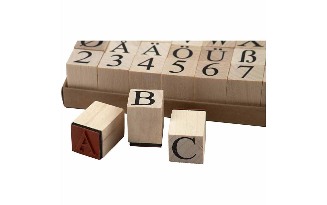Creativ Company Stempel-Set – Buchstaben – 45 Stempel – Holz – 20 × 20 × 15 mm