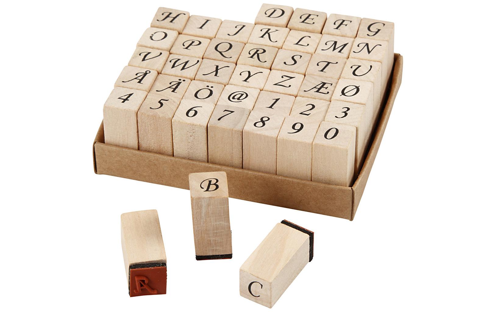 Creativ Company Stempel-Set – Buchstaben – 42 Stempel – Holz