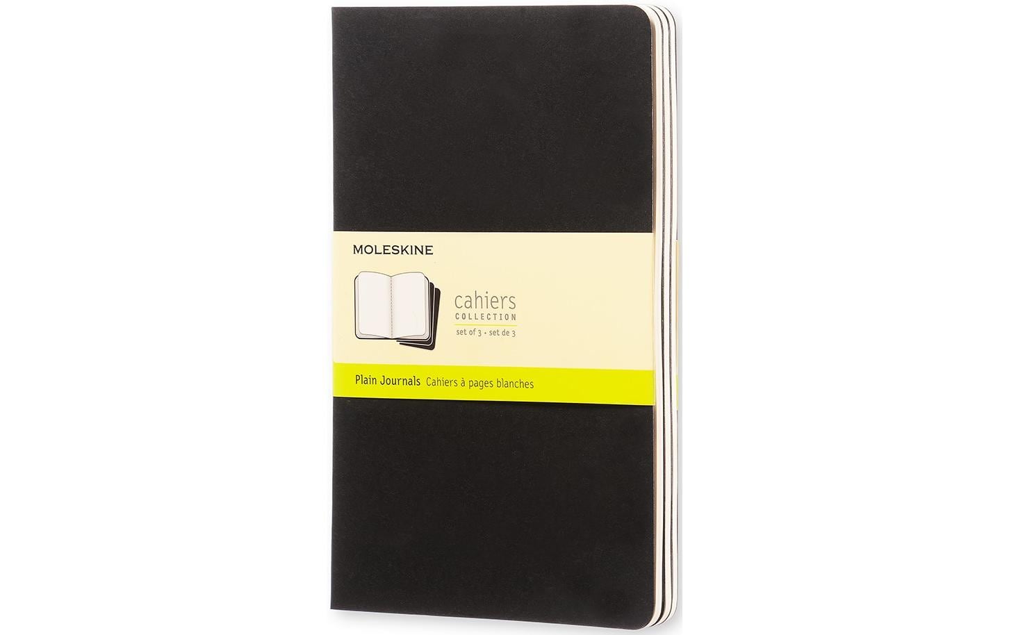 Moleskine Notizheft – 130 × 210 mm, letzte 16 Seiten herausnehmbar, Innentasche, schwarz, 3 Stück