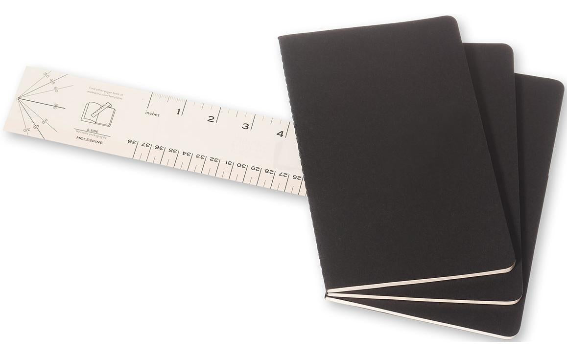 Moleskine Notizheft – 130 × 210 mm, letzte 16 Seiten herausnehmbar, Innentasche, schwarz, 3 Stück