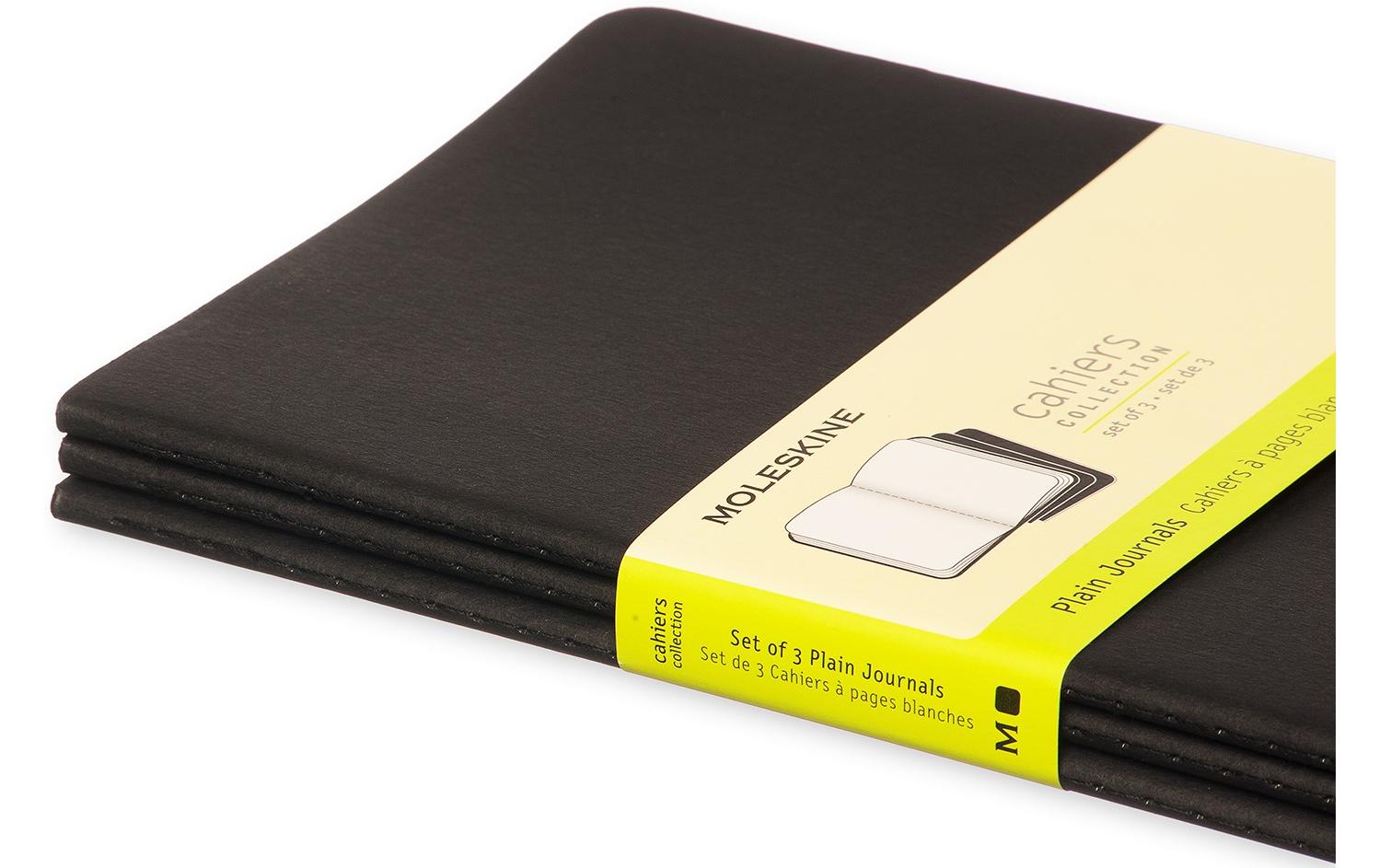 Moleskine Notizheft – 130 × 210 mm, letzte 16 Seiten herausnehmbar, Innentasche, schwarz, 3 Stück
