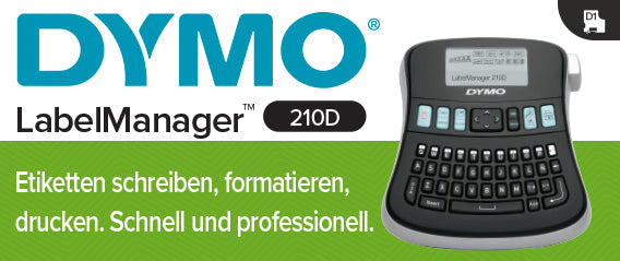 DYMO LabelManager 210D+ – Beschriftungsgerät für D1-Bänder bis 12 mm, Grafikdisplay