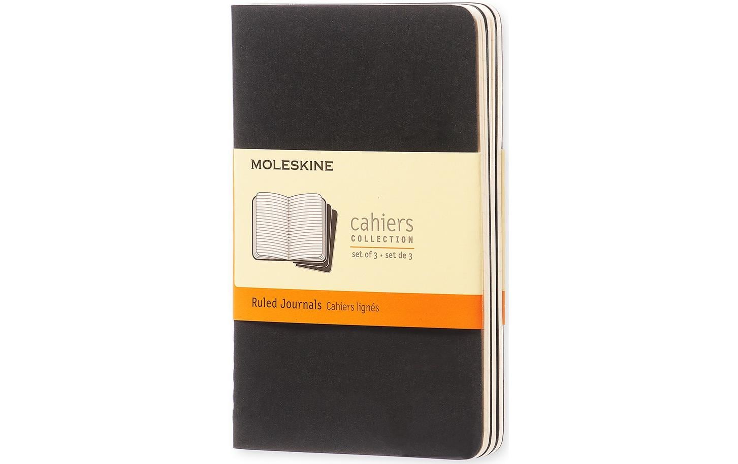Moleskine Notizheft – 90 × 140 mm – perforiert, Innentasche, abgerundete Kanten, schwarz, 3 Stück