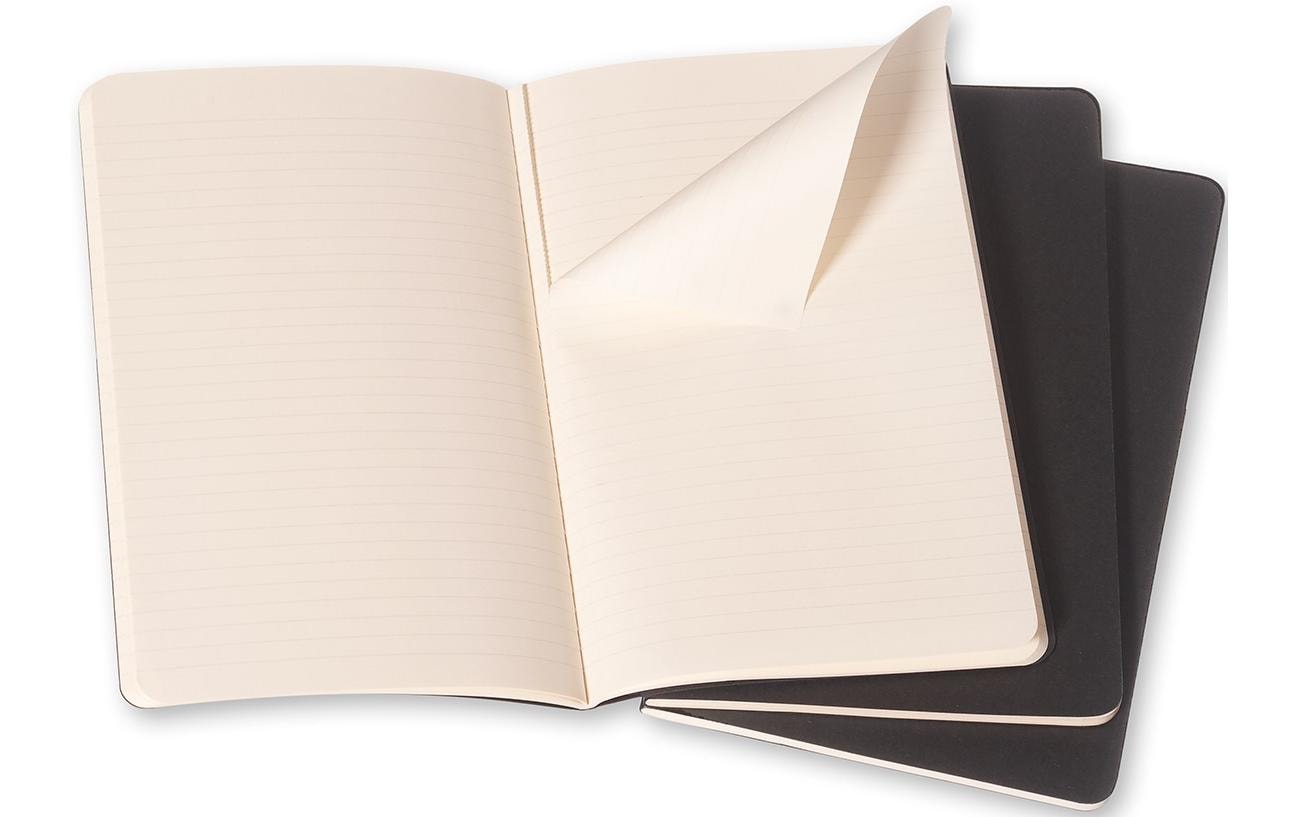 Moleskine Notizheft – 90 × 140 mm – perforiert, Innentasche, abgerundete Kanten, schwarz, 3 Stück