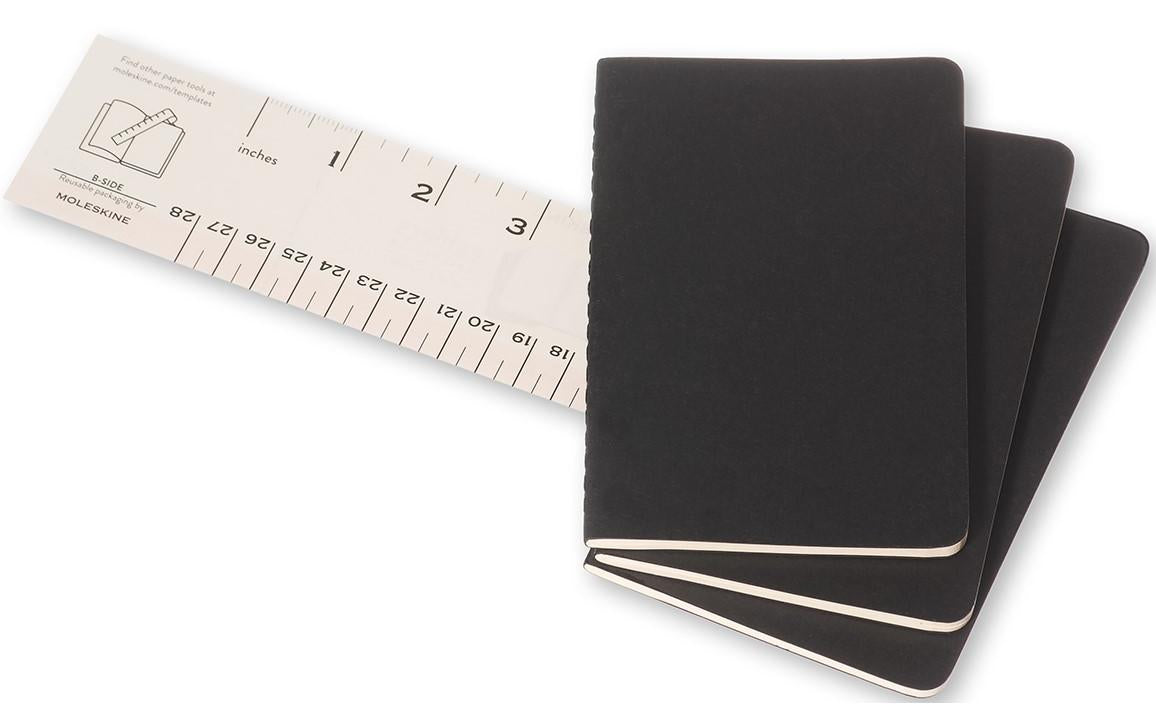 Moleskine Notizheft – 90 × 140 mm – perforiert, Innentasche, abgerundete Kanten, schwarz, 3 Stück