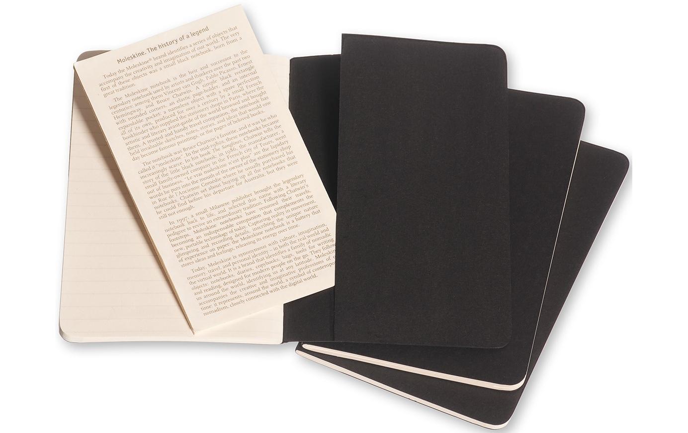 Moleskine Notizheft – 90 × 140 mm – perforiert, Innentasche, abgerundete Kanten, schwarz, 3 Stück