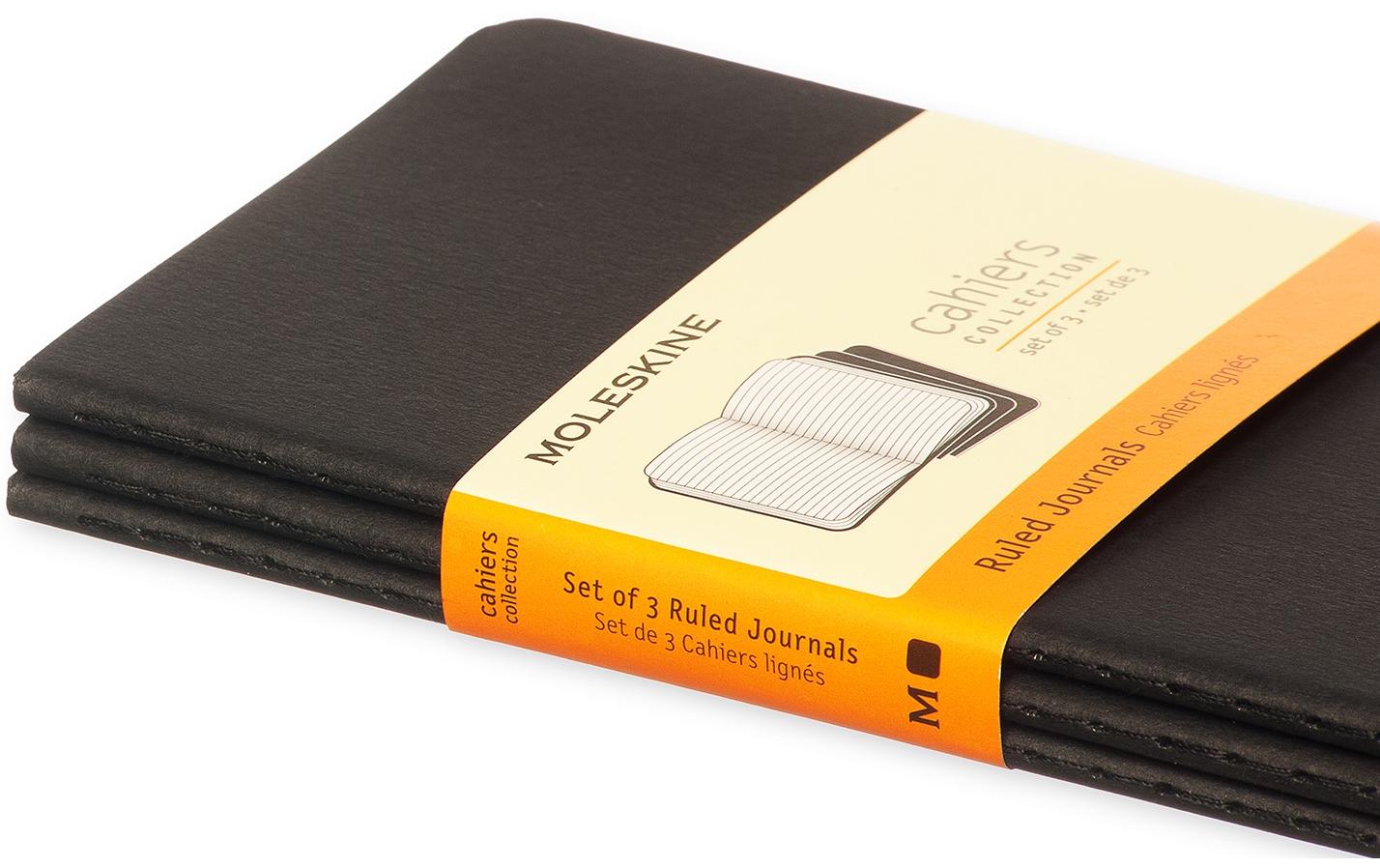 Moleskine Notizheft – 90 × 140 mm – perforiert, Innentasche, abgerundete Kanten, schwarz, 3 Stück