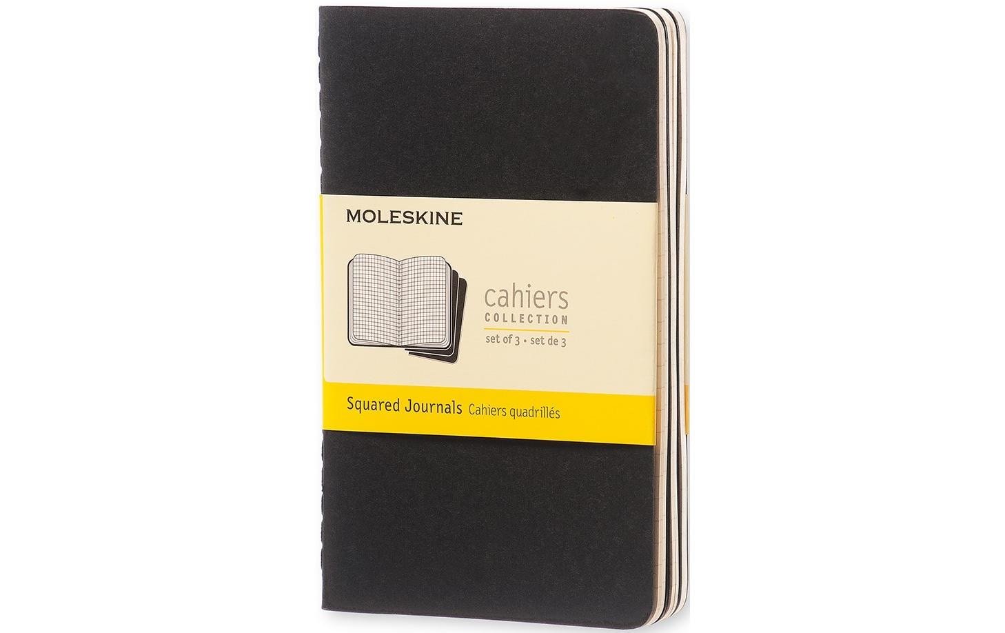 Moleskine Notizheft – 90 × 140 mm – 70 g/m² – Fadenheftung, heraustrennbar, Innentasche, schwarz, 3 Stück