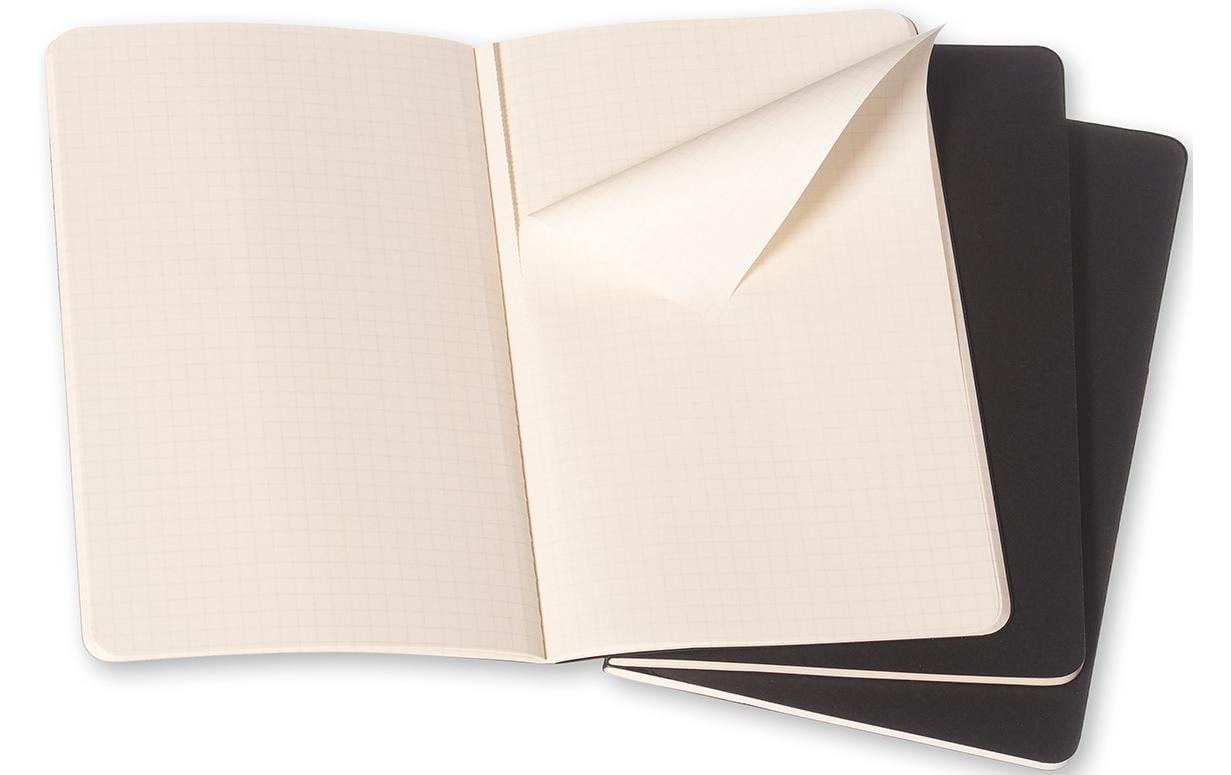 Moleskine Notizheft – 90 × 140 mm – 70 g/m² – Fadenheftung, heraustrennbar, Innentasche, schwarz, 3 Stück