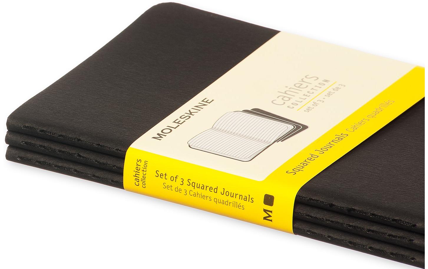 Moleskine Notizheft – 90 × 140 mm – 70 g/m² – Fadenheftung, heraustrennbar, Innentasche, schwarz, 3 Stück