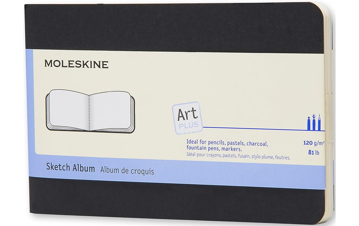 Moleskine Skizzenbuch – 14 × 9 cm – 120 g/m² – Softcover – 72 Blatt – Elfenbeinweiss – Schwarz