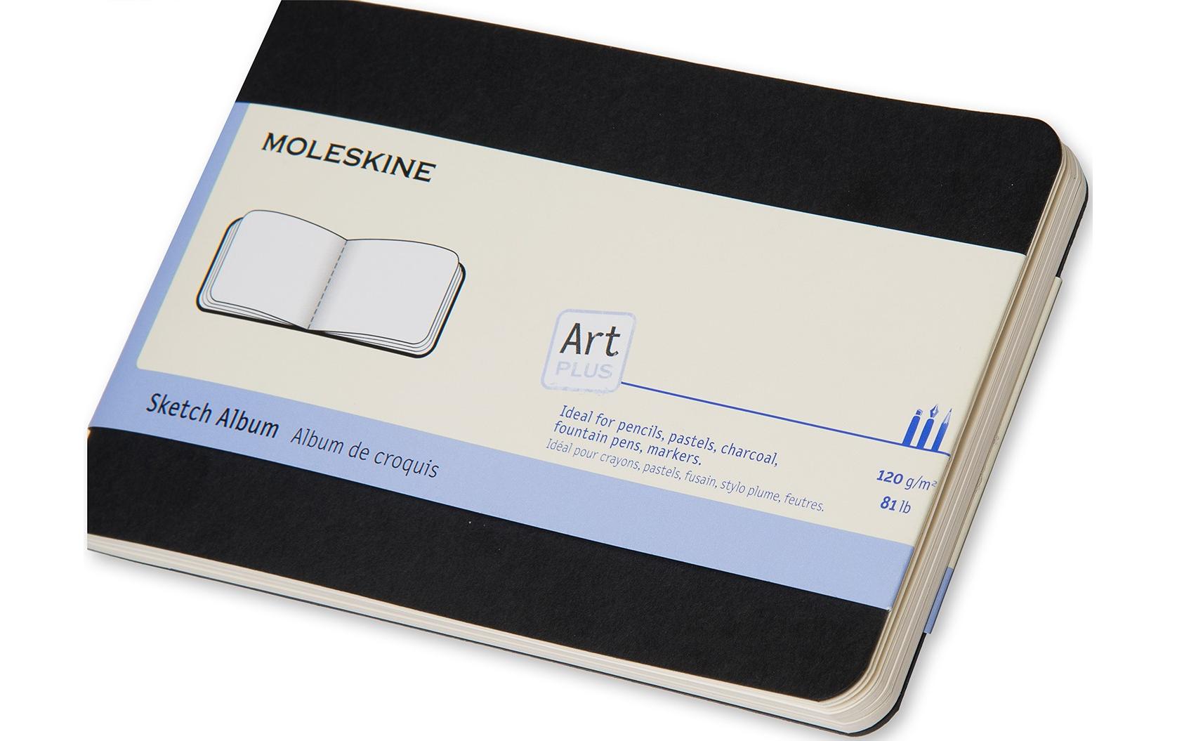 Moleskine Skizzenbuch – 14 × 9 cm – 120 g/m² – Softcover – 72 Blatt – Elfenbeinweiss – Schwarz