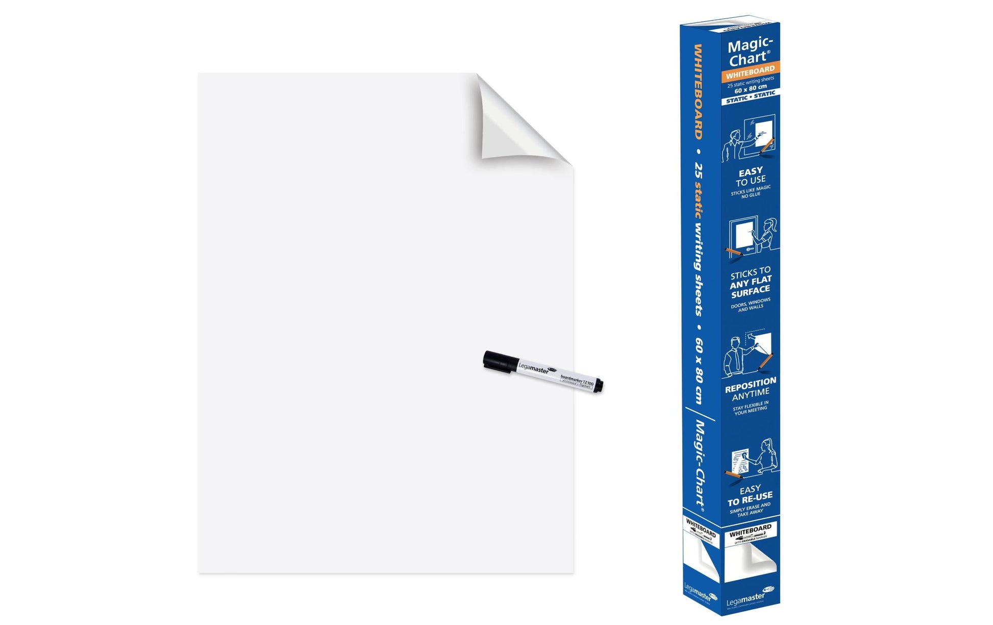 Legamaster Whiteboard – 60 × 80 cm, Wandmontage, inkl. Marker – 25-teilig