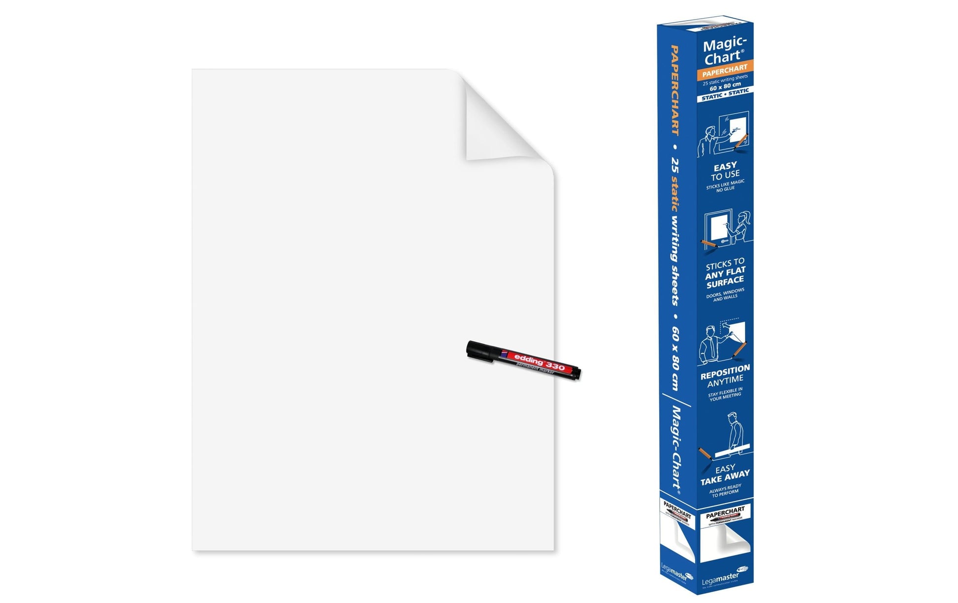 Legamaster Magic-Chart Selbstklebende Flipchartfolie – 60 × 80 cm, perforiert