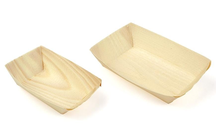 Sier Disposables Dekorative Schälchen, Holz (Kiefer), rechteckig – 90 × 60 × 20 mm – FSC – 50 Stk.