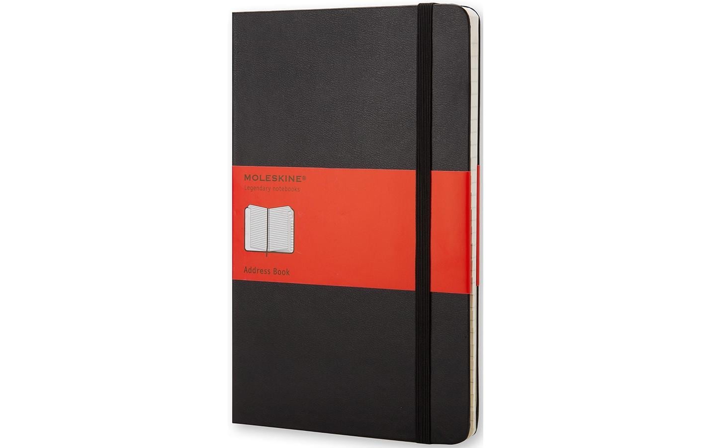 Moleskine Adressbuch, A6, liniert, Fadenheftung, Hardcover, 192 Seiten, 70 g/m² – schwarz
