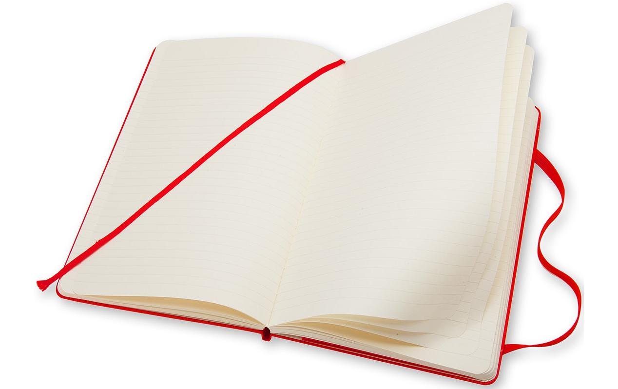 Moleskine Notizbuch A5, liniert, Fadenheftung, Hardcover, 240 Seiten, 70 g/m² – rot