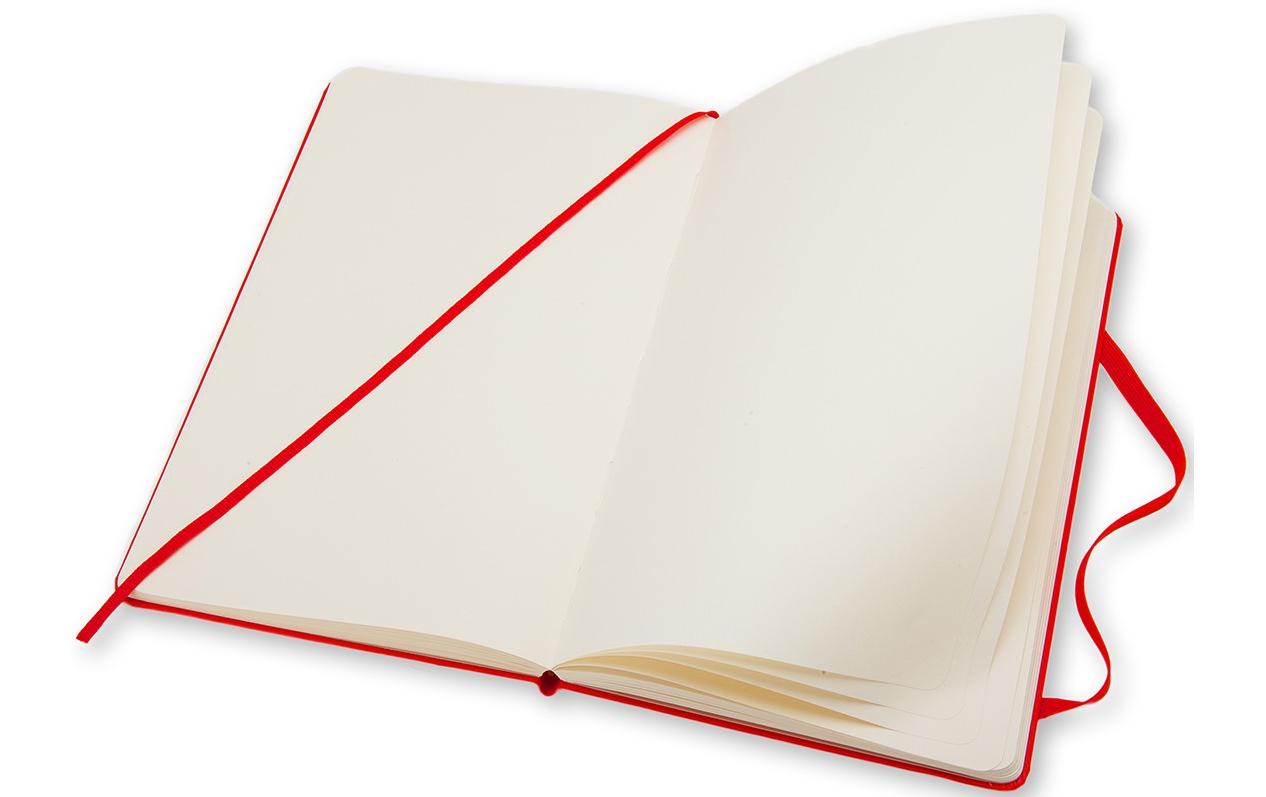 Moleskine Notizbuch – 130 × 210 mm – 240 Blatt – 70 g/m² – Hardcover, Gummiband, Einstecktasche, rot, FSC
