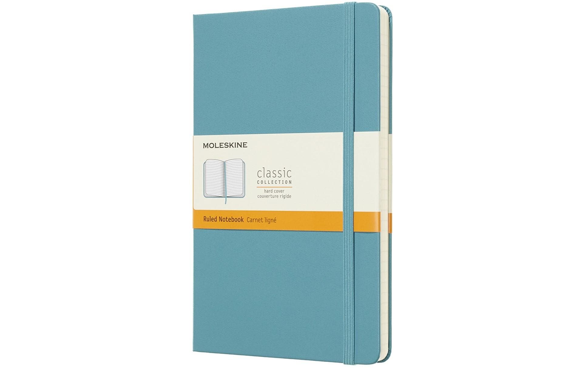 Moleskine Notizbuch – 130 × 210 mm – liniert – 70 g/m² – Hardcover, Gummiband, Einstecktasche – blau – FSC