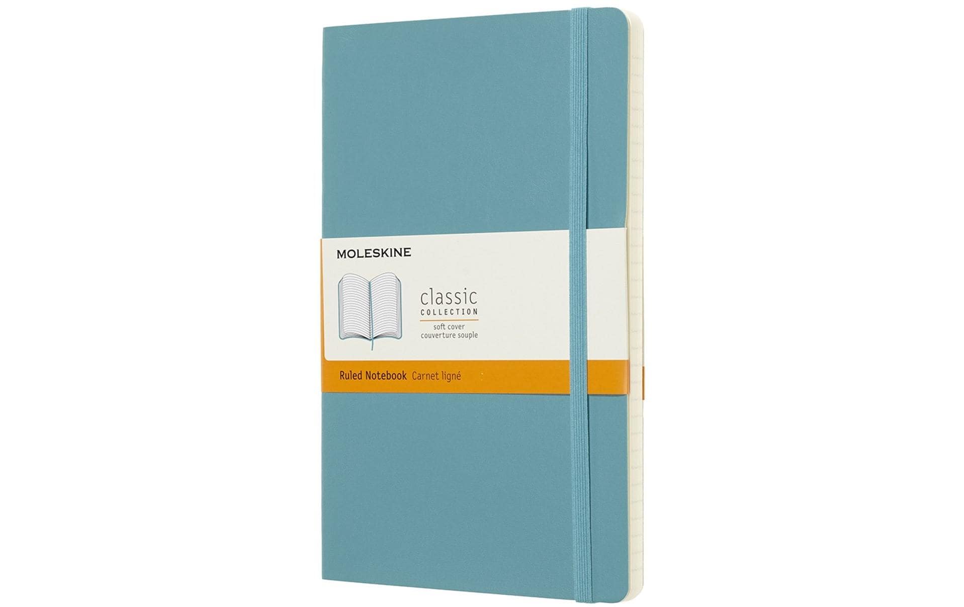 Moleskine Notizbuch – A5 – 192 Seiten – 70 g/m² – Softcover, Gummiband, Einstecktasche, Hellblau, FSC